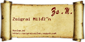 Zsigrai Milán névjegykártya