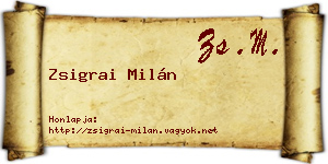 Zsigrai Milán névjegykártya